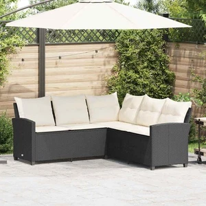 Vidaxl L-förmiges Couchsofa Mit Kissen Schwarzes Polyrattan vidaXL - Bild 1 von 34