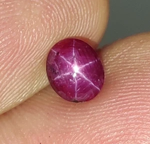 Natural Star Ruby Oval Shape Cabochon Six Rayed Star Gemston 1.55 Ct 6.2X5.3X4mm - Picture 1 of 7