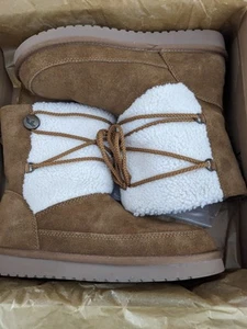 Koolaburra by Ugg Michon Short Chestnut Suede Boots Womens Size 8 W New - Picture 1 of 10