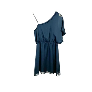 Central Park West One Shoulder Black Mini Fray Trim Dress Size Medium - Picture 1 of 11