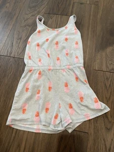 Old Navy Girl's M 8 Pineapple Printed Sleeveless Soft-Knit Cross-Back Romper - Picture 1 of 2