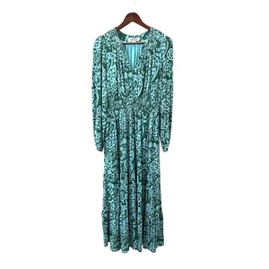 Vestido Boden Midi Jersey Calado en Niveles Brooke Paisley Cascada Talla 8 Verde Azul - Imagen 1 de 10