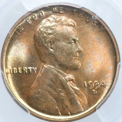 1934-D Lincoln Wheat Cent PCGS MS65RB Toned - Image 1 of 4