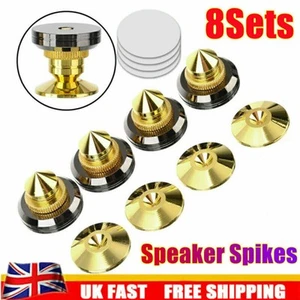 Speaker Spike Isolation Stand Feet Cone Pad Spikes Turntable Amp HiFi 8 Sets UK - Picture 1 of 7