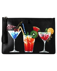 Preloved Dolce Gabbana Cocktail Print Leather Clutch Women Multicolor | - Picture 1 of 11