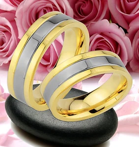 2 Ringe Trauringe Eheringe Partnerringe GOLD Platiert GRAVUR GRATIS # JE57 - Bild 1 von 2