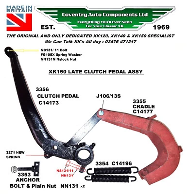 C14173. KIT de pedal de embrague asistido por resorte de accionamiento posterior a la derecha para XK150 Foto 1 de 4