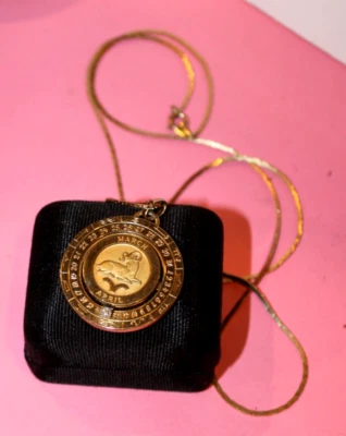 COLGANTE SIGNO ZODIACAL ARIES CHAPADO EN ORO PIERRE CARDIN CON ACENTO DE DIAMANTE Y COLLAR Foto 1 de 4