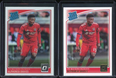 2018 Donruss "rated rookie" ALPHONSO DAVIES - 2 cards OPTIC + reg - Image 1 of 2