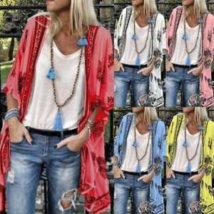 Strand #G Chiffon Cardigan Kimono Bluse Damen Floral Cover Up Damen Tops Sha) ≌ - Picture 1 of 17