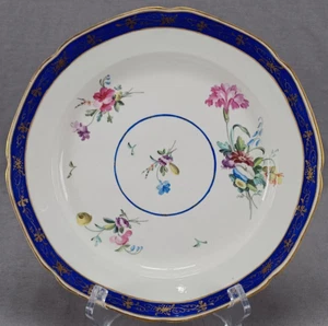 Chelsea Derby Hand Painted Floral Cobalt & Gold 9 1/4 Inch Plate Circa 1775 - Picture 1 of 15