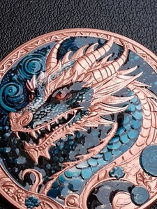 LUNAR DRAGON Colorized 33g Copper Coin Medal 2024 - Picture 1 of 9