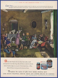 Vintage 1948 MAXWELL HOUSE Coffee Sewing Bee Kitchen Art Decor 1940's Print Ad - Picture 1 of 1