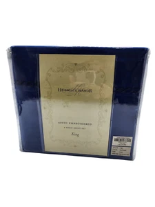HighGate Manor KING - SAPPHIRE BLUE 4 PC Embroidered Bed Sheet Set 400 Thread Ct - Picture 1 of 3