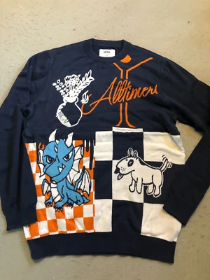 Vans Sweater Men's Large New Alltimer Funky Navy Blue Knit Crew MSRP $110 - Image 1 of 4
