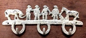 COWBOY ROUNDUP Horseshoe Hook, Towel Coat Hanger, western horse tack rack Shabby - Picture 1 of 4