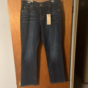 Levis Women Sz 12M 31 Blue 505 Straight Leg Mid Rise Denim Jeans - Picture 1 of 6