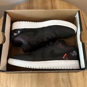 Size 5Y - Paris Saint-Germain BG Air Jordan 1Low Black/Black-DarkGrey CN1077-001 - Picture 1 of 22
