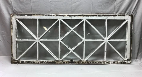 Antique Large 23 Lite Shabby White Window Sash Transom Chic 23x57 Old 803-23B Cover