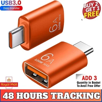120W 6A USB OTG Adapter USB 3.0 A Female to Type C Male Converter Fast Charger - Image 1 of 4
