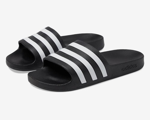 Adidas Adilette Aqua Slides da uomo taglia 8 9 nero bianco