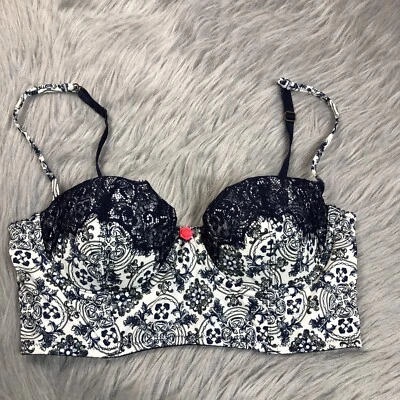 Sujetador Eloise Anthropologie para mujer blanco marino con ribete floral de encaje 34B Foto 1 de 4