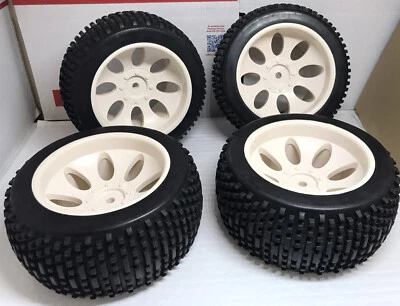 OFFROAD Tire Set 4PCS Square Drive For FG Smartech Nutech Duratrax Carson 1/5 RC - Image 1 of 4