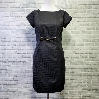 Vestido Vaina Chetta B Para Mujer 12 Negro Cebra Jacquard Peekaboo Cinturón Carrera Informal Foto 1 de 4