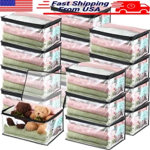 16 Clear Storage Bags Zipper Handle Moving Organizing Clothing Toys Waterproof - Picture 1 of 7