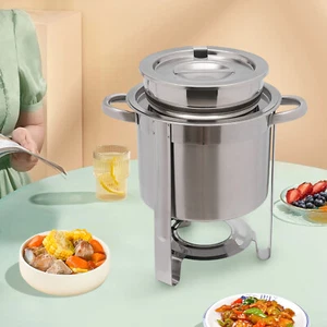 Chafer Rotondo per Alimenti 4,23 QT Catering Sfregatura Piatto, Zuppiera Profonda in Acciaio Inox - Foto 1 di 20
