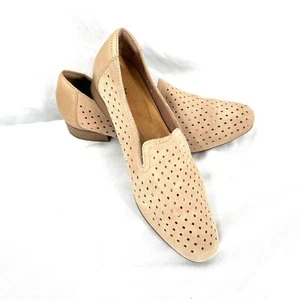 Clarks Corte Láser Slip On Mocasines Beige Tostado Clásico Carrera Trabajo Zapatos Comodidad 9.5 - Imagen 1 de 10