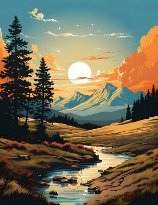 Impresión artística giclée del Parque Nacional de las Montañas Rocosas Colorado División Continental 8,5X11 Foto 1 de 2