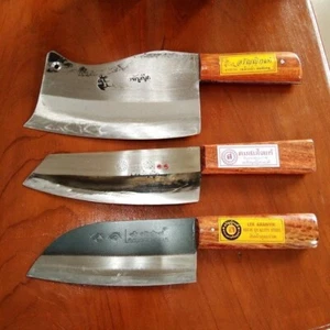 3 Pcs/Set Aranyik Kitchen Chopping Butcher Slicing Knife Steel Blade Wood Handle - Picture 1 of 7