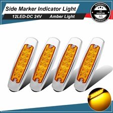 4X 12 LED 24V DC Lorry Fender Amber Light Side Marker ATV Trailer Indicator Lamp