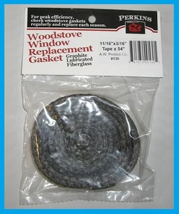 AWP PERKINS Holzofen Glastürdichtung schwarz Graphitband mit Klebstoff AW130 - Bild 1 von 2
