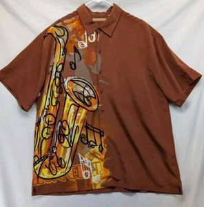 Havanera Company Camp Club Shirt Mens XXL Saxophone Music Notes Jazz - Picture 1 of 6