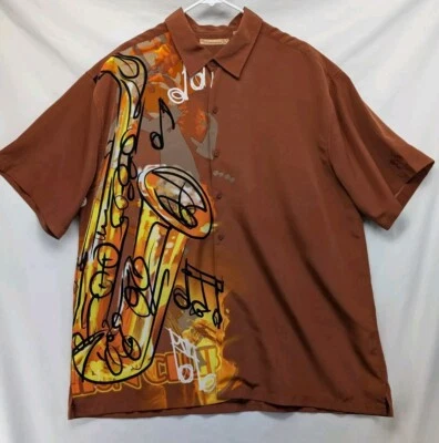 Camisa Havanera Company Camp Club Para Hombres XXL Saxofón Música Notas Jazz Foto 1 de 4