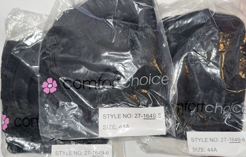 44A Bra Lot Comfort Choice Black Underwire, Adjustable Lace Details NWT Set Of 3 - Image 1 of 4