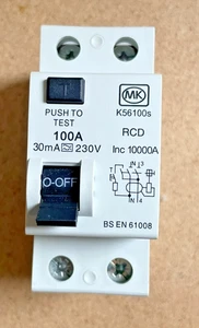 MK 100 AMP 30mA DOUBLE POLE RCD TYPE A K56100S - Picture 1 of 5