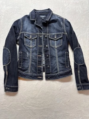 Серебряный темно состаренный выстиранный джинсовой ткани Jean куртка, Sz M - Изображение 1 из 4