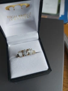 375 Yellow Gold Natural Zircon Ring Diamond Accents Size R 1/2 - Picture 1 of 7