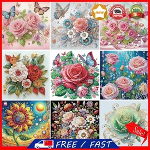 5D DIY Partial Special Shaped Drill Diamond Painting Kit Flower Decor 30x30cm - Photo 1/39