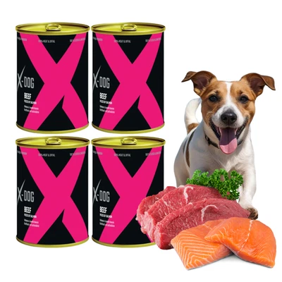 Hundefutter Nassfutter Hund 4x 800g mit Rind Lachs Getreidefrei Glutenfrei X-DOG - Bild 1 von 4
