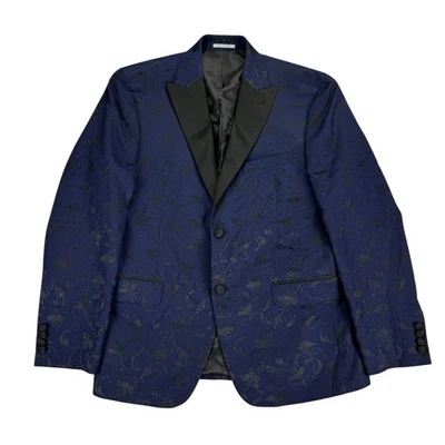 Alfani Mens Slim Fit Floral Evening Suit Jacket Navy Blue 40S - Image 1 of 4