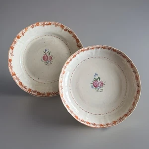 Antique Chinese Export Famille Rose Bowl & Plate Early American Provenance C1770 - Picture 1 of 12