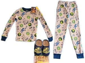 Pigiama Jurassic World bambino 2 pezzi in cotone con pantofole taglia 8 - Foto 1 di 16