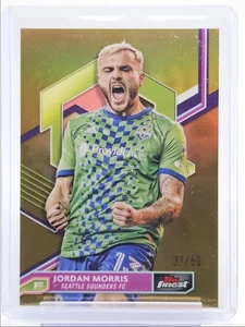 JORDAN MORRIS 2023 TOPPS FINEST MLS GOLD SEATTLE SOUNDERS FC /50 Q0902 - Picture 1 of 2