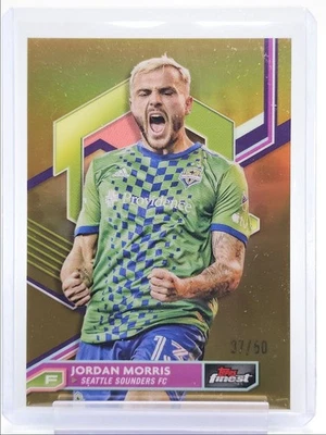 JORDAN MORRIS 2023 TOPPS FINEST MLS GOLD SEATTLE SOUNDERS FC /50 Q0902 - Image 1 of 2