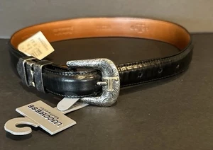 Gürtel Lucchese Classics Schwarz Leder Größe 28 USA Silber Schnalle Neu - Bild 1 von 10