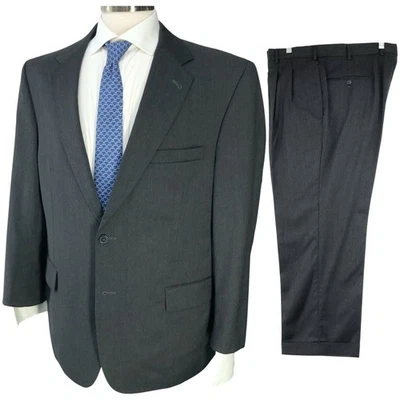 Jos A Bank Suit Mens 44S Drop 5 Charcoal 100% Wool 2-Button Single-Vent 2 Piece - Image 1 of 4